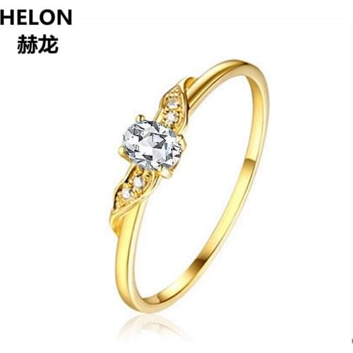 Solid 14k Yellow Gold Engagement Wedding Ring for Women 3x4m Oval Cut AAA Graded Cubic Zirconia CZ Ring Fine Jewelry Classic