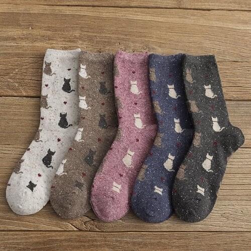 Autumn and Winter New Style Japanese Cute Socks Korean Cat Harajuku Socks Women Woool Kawaii Thicken Cute Socks