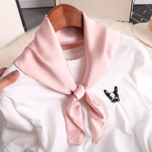 Autumn And Winter New Style Simple Solid Color Scarf Womens Elegant Glorious Decoration Square Towel Fashion Sweet Silk Scarves