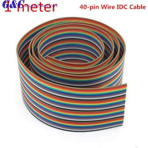 1M / 3.3Ft length 13mm width 40-pin 40-channel rainbow colored flat cable IDC line DIY for IDC connector electronic accessories