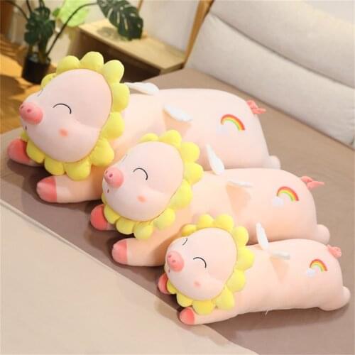 60 / 80 / 100cm Lovely Warm Sunflower Pig Doll Cushion Pillow Plush Stuffed Animal Toy Christmas Gift For Girlfriends Children