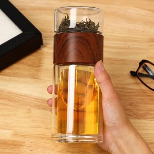 Tea and water separation cup, portable glass cup, high temperature resistant transparent cup, tea cup, creative cup