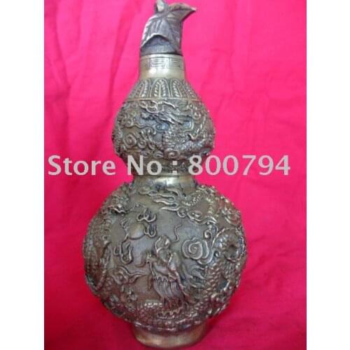 Rare Stunning Qing Dynasty Copper Dragon Gourd Flag