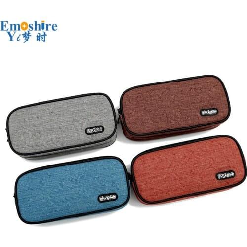 School Students Solid Color Pencil Bag Wholesale Double-layer Large Capacity Fashion Creative Zipper Pencil Case Pen Box B332