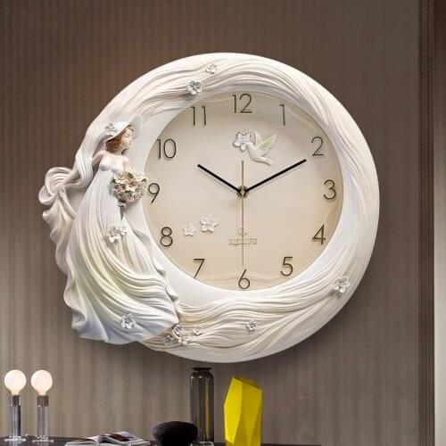 Modern minimalist creative personality embossed European home wall clock living room clock bedroom decoration clock