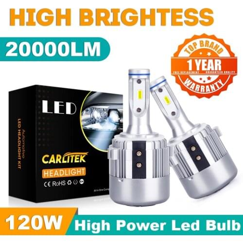Carlitek 2x Canbus NO Error H7 Led Headlights Low Beam for VW Golf 6 Golf 7 T-ROC Passat Tiguan Touran CSP Chips 120W 20000lm XQ