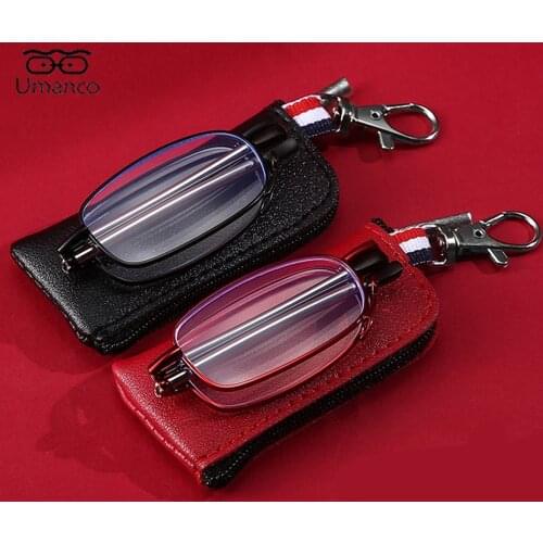 Foldable Reading Glasses with Diopter for Men Women Metal Frame Anti Blue Light Adjustable Eye Glasses with Carry Box Newspaper