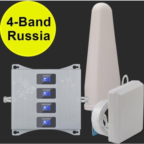 Russia 4-Band 2g 3g 4g Signal Amplifier GSM 3g LTE 900 1800 2100 2600 Signal Booster Mobile Phone Cellular Repeater 4g Internet