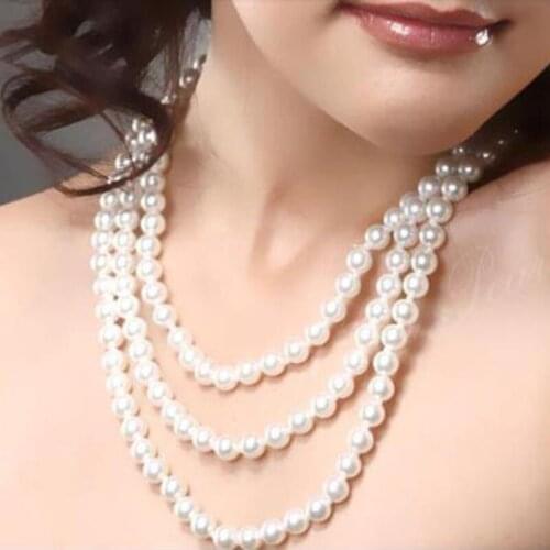 Gorgeous 8-9mm south sea round white pearl necklace 48inch 14k/20