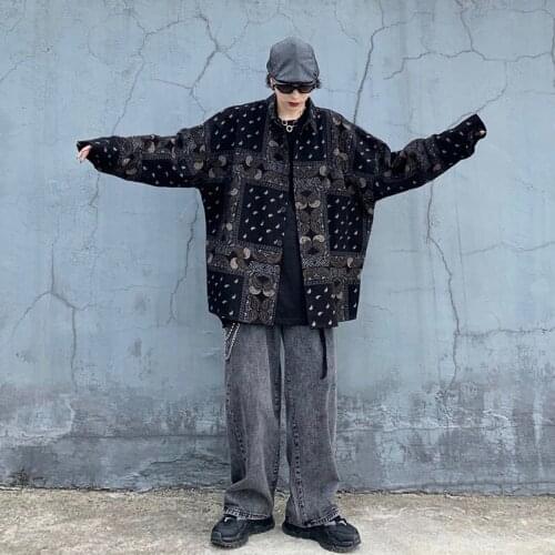 High Street Retro Print Jeans Jacket 2021 Autumn Women Streetwear Loose Oversized Denim Jacket Bomber Jacket Casual Femme Veste