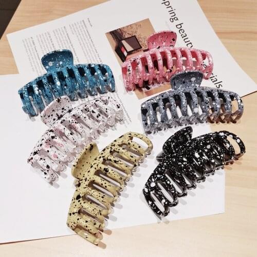 New Fashion Ink-splashing hair catching bath tray hair catching clip cross large clip for Women girls Hair Accessories Headwear