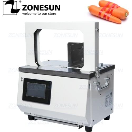 ZONESUN Automatic Strapping Machine Opp Hot Melt Supermarket Vegetable Baler For Sausage Food Tape Strapping Binding Machine