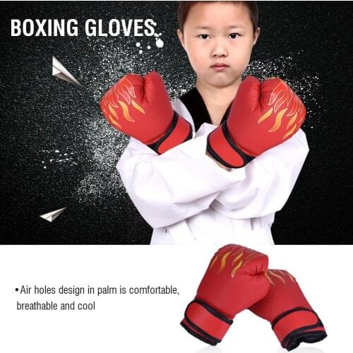 1 Pair Child Boxing Fighting Gloves Girls Boys Muay Thai Sparring Punching Kickboxing Sandbag Flame Gloves