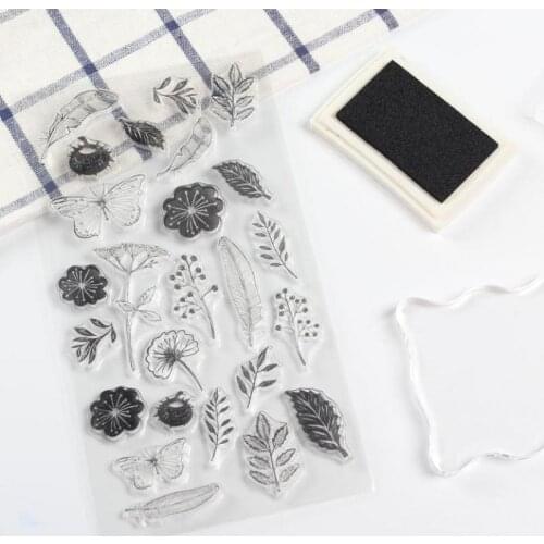 1pc Diy Flower Leaf Series Transparent Silicone Pvc Stamp School Suppliers Stationery Art Supplies