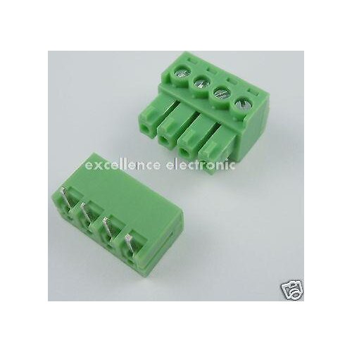 10 Pcs 3.81mm Pitch 4 Pin Angle Screw Pluggable Terminal Block Plug Connector