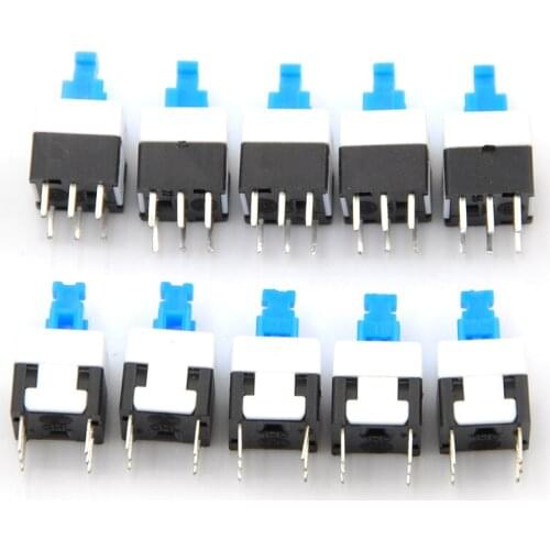 10pcs/lot wholesale Square 8x8x13mm 6 Pin Mini Push Button Self-locking Switch Multimeter Switch