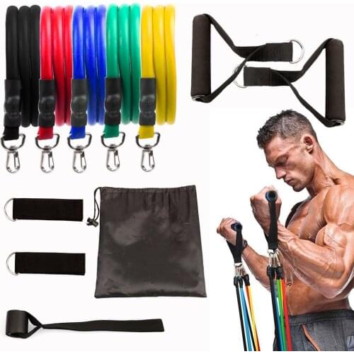 Indoor and Outdoor Fitness Sports Latex Resistance Bands Workout Exercise Pilates Yoga Crossfit Fitness Tubes Pull Rope 11Pcs