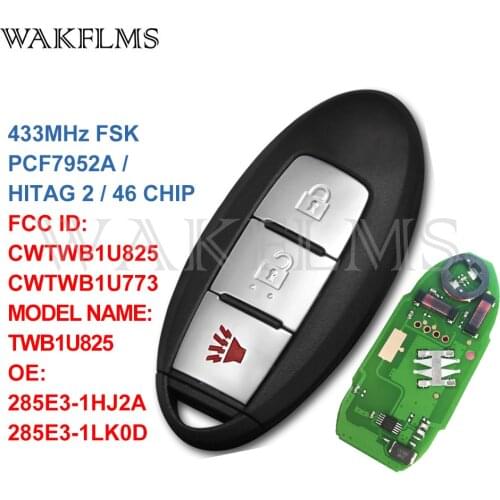 3 Buttons 433MHz PCF7952A ID46 Smart Car Key Fob For Nissan Patrol Juke Cube Micra Armada 2010-2018 CWTWB1U825 CWTWB1U773