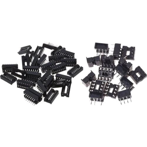 30 Pcs 16 Pin 2.54mm DIP IC Socket Solder Type Adaptors & 20 x 8 Pin 2.54mm Pitch IC Sockets Solder Type Adaptor