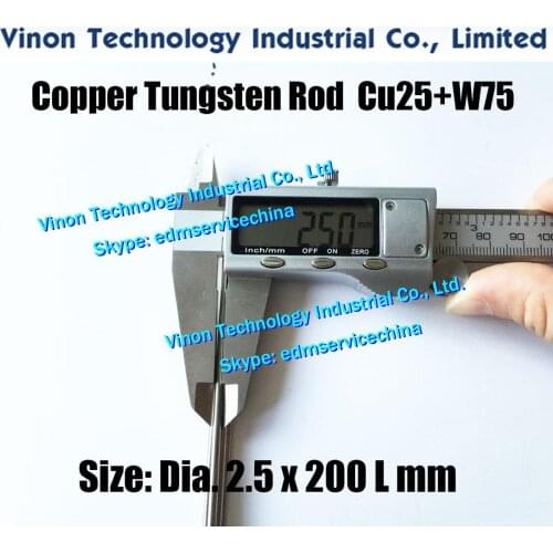 5PCS PACK) D2.5x200Lmm Copper Tungsten Rod W75 (Copper 25%+Tungsten 75%), Spark Erosion Copper Tungsten Electrode Alloy Round