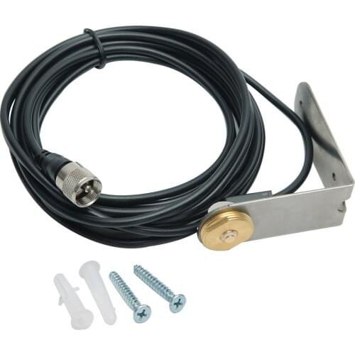 ABBREE N1 Mobile Radio Antenna Hole Mount Bracket with NMO to PL259 Coaxial Cable for All CB Radio NMO Antenna Yaesu Icom Radio