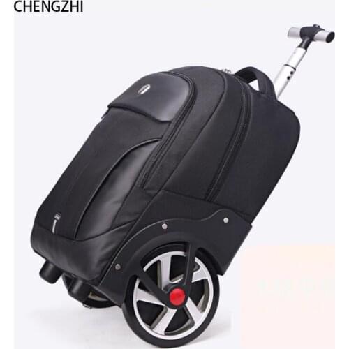 Carrylove 18"20" inch oxford big wheels hand luggage lazy carry on rolling backpack bag with wheels