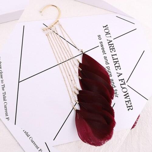 Cherrykeke Fake earrings set on the ear tassel feather modern earrings 4 colors for party vacation work gift sister monther