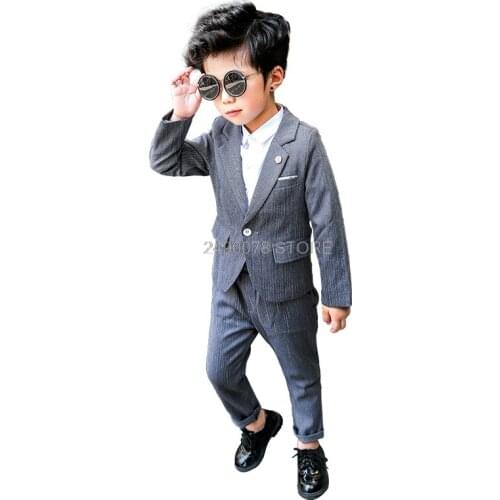 Kids kindergarten Graduation Suit Flower Boys Formal Dress Children Jacket Pants 2pcs Wedding Tuxedo Dance Costume Clothing Set