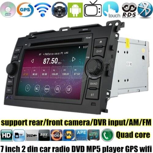 For Android 4.4 Quad core 2 DIN 7 inch MP5 MP4 STEREO Radio Car DVD GPS For TOYOTA PRADO 02-09 GPS WIFI bluetooth RDS AM