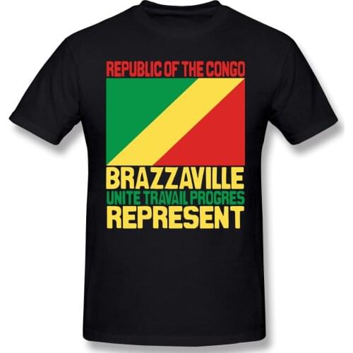 Brazzaville Congo Represent Mens Basic Short Sleeve T-Shirt Funny Graphic R330 Tees Eur Size