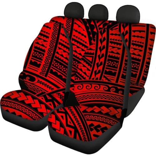 HUGSIDEA Full Set Car Seat Protector Case Adjustable Elastic Seat Cover Polynesian Style Scratchproof SUV Van Accessories