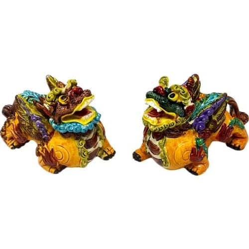 Chinese Feng Shui Protective Colorful Pair Pi Yao/Pi Xiu for Wealth