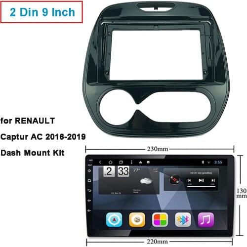 Dash Mount Kit Fit for RENAULT Captur AC 2016-2019 2 Din 9 INCH Car Radio Installation DVD GPS MP5 Plastic Fascia Panel Frame