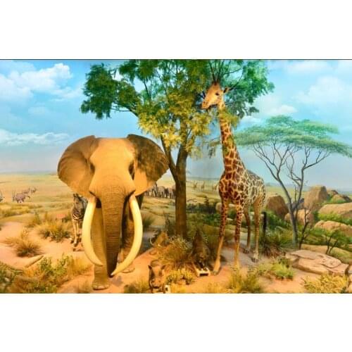 Beautiful scenery wallpapers Elephant landscape painting outdoor background wall