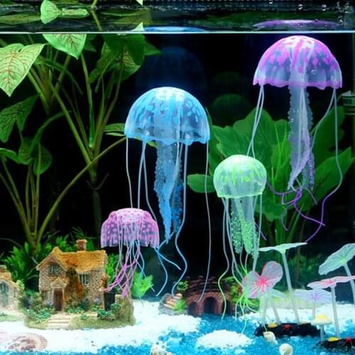 Jellyfish Colorful Artificial Glowing Effect Jellyfish Fish Tank Aquarium Decor Mini Submarine Ornament Aquatic Pet Decoration