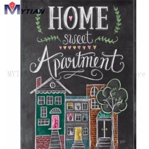 MYTIAN 5D Diamond Painting,Home Sweet Apartment,DIY Diamond Embroidery Kit,Full Drill Mosaic Home Handmade Decor Wall Sticker