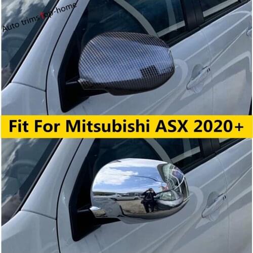 Car Side Door Rearview Side Mirror Cap Cover Trim For Mitsubishi ASX 2020 2021 ABS Chrome / Carbon Fiber Exterior Accessories
