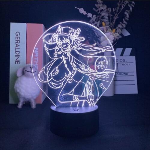 Games Genshin night light color change creative childrens gift cartoon remote control usb birthday gift 3D atmosphere table lamp