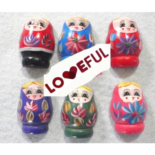 New 10pcs 1Lot Fashion Creative Wooden Russian Nesting Dolls Refrigerator Stickers Magnets -Loveful