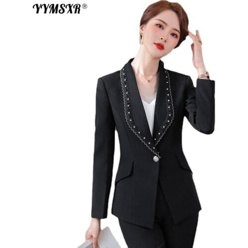 Autumn and Winter Womens New Long-sleeved Office Professional Suit Pants Two-piece High-quality Elegant Long-sleeved Jacket