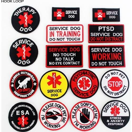 Therapy Service dog Patch Hook Loop Badges Do Not Touch Pet For dogs Vests Harnesses Emblem Decoration Stickers