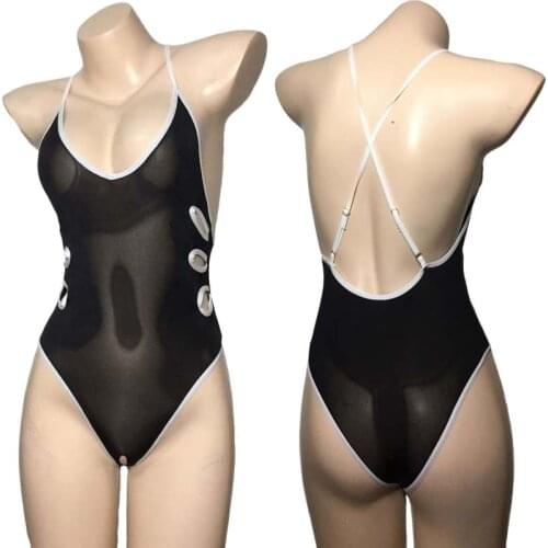 Sexy Lingerie Backless Open Crotch Bodysuit Skinny Japanese School Girl Leotard Teddy Revealing Bikini Babydoll Swimwear