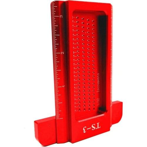 TS-3 woodworking ruler aluminum alloy T-shaped woodworking ruler mini liner CNC precision machine tool processing blue and red