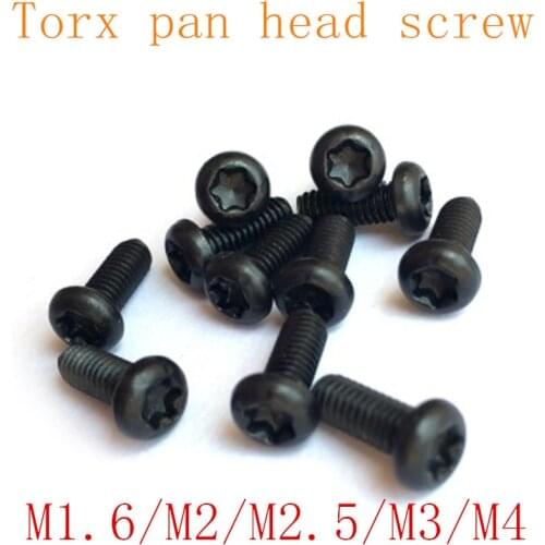 5-50pcs/lot M2 M2.5 M3 M4 m5 m6 m8 black torx round pan head screw