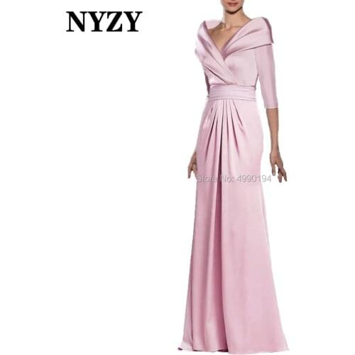 Vintage 3/4 Sleeves Pink Long Mother of the Bride Dresses NYZY M331 Wedding Party Dress Cocktail Evening vestidos formales