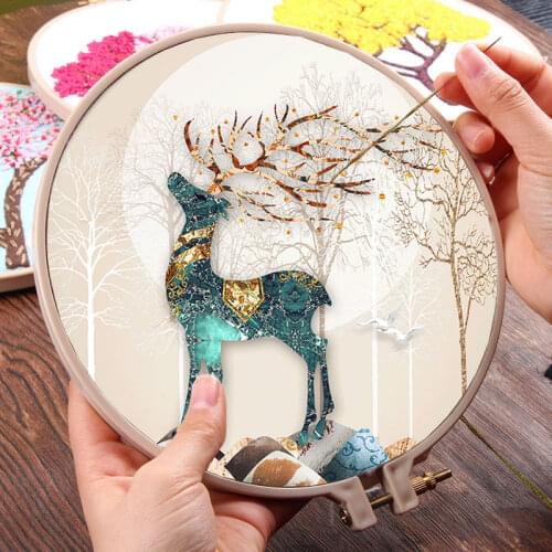 Cross Stitch New Thread Embroidery Living Room Large-Scale Atmospheric Rich Deer Full Embroidery European Style Handmade