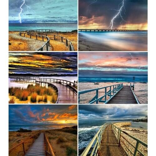 Yumeart DIY 5D Full Square Diamond Painting by Number Landscape Cross Stitch Bridge Bead Picture Kits Diamond Home Decoration