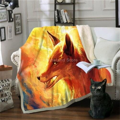 Yellow Wolf Throw Blanket 3D Print Fleece Blankets For Beds Home Decor Textiles Luxury Adult Gift Warm Bedspread Fashoin Animal