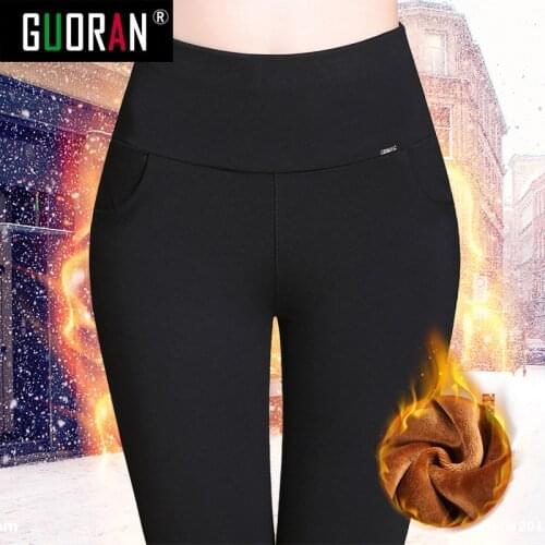 Winter warm Women pants skinny stetch high elastic waist thick fleece pencil pants female trousers office patchwork leggings