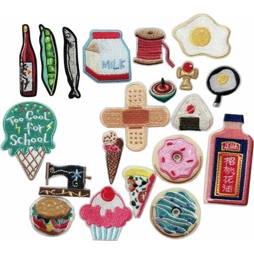 1 Pcs Patches for Clothing Animal Foods Milk Boxes Badge Iron On Stripes Clothes Jacket Backpack Embroidery Applique Accessories